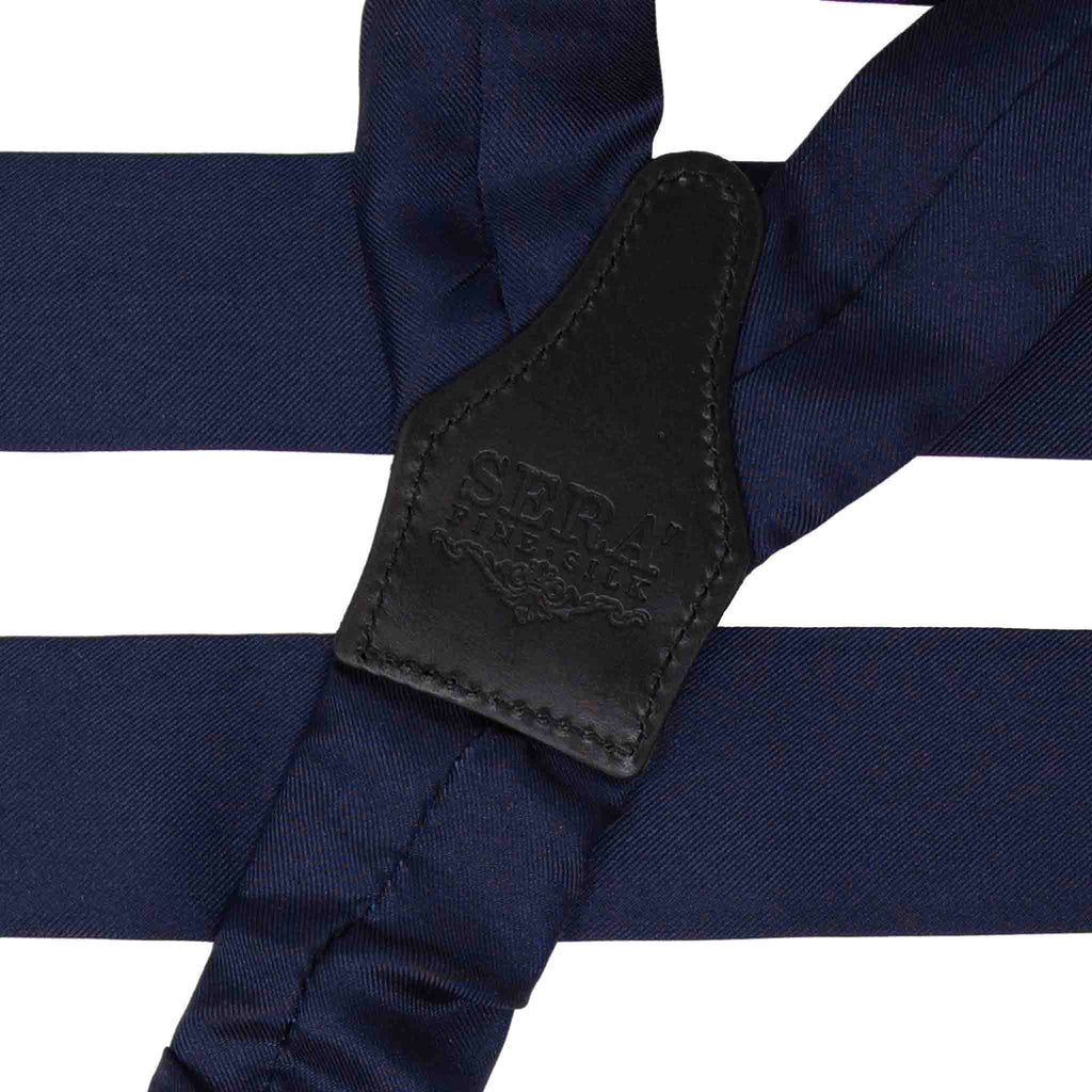 Navy Blue Silk Suspenders Button Only Serà Fine Silk