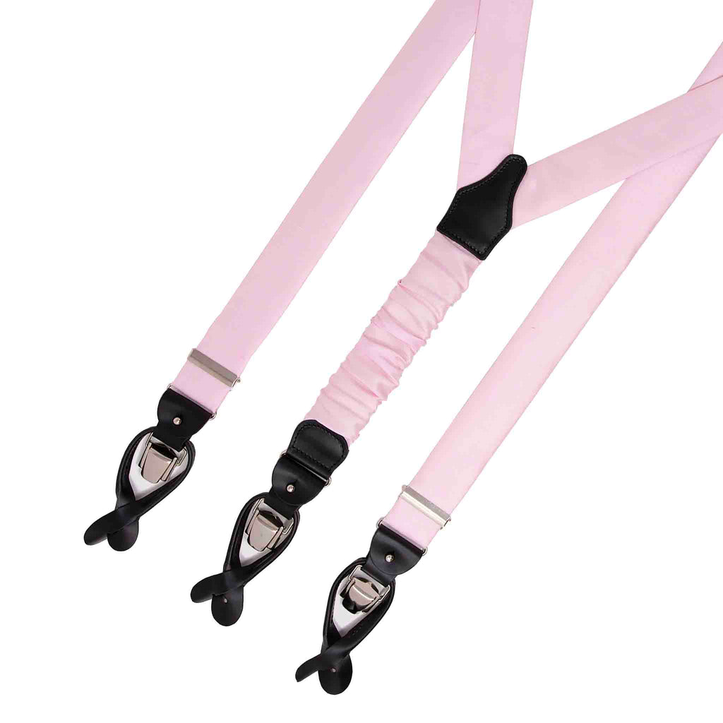 Pink Shantung Silk Suspenders Serà Fine Silk