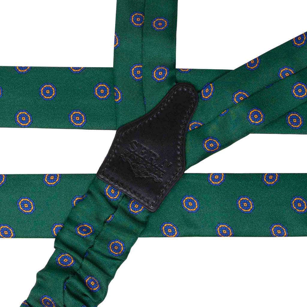 Green Medallions Silk Suspenders Serà Fine Silk