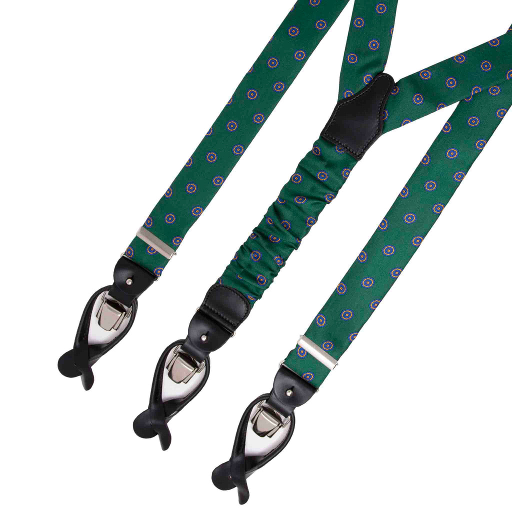 Green Medallions Silk Suspenders Serà Fine Silk