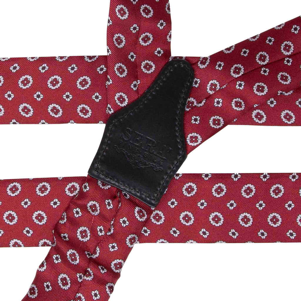 Red & Grey Pattern Silk Suspenders Serà Fine Silk