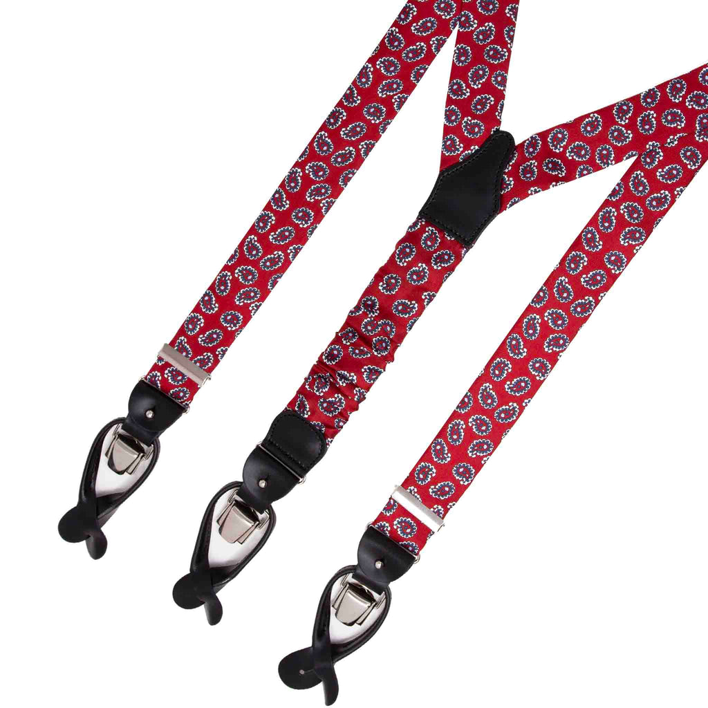Red Paisley Silk Suspenders Serà Fine Silk