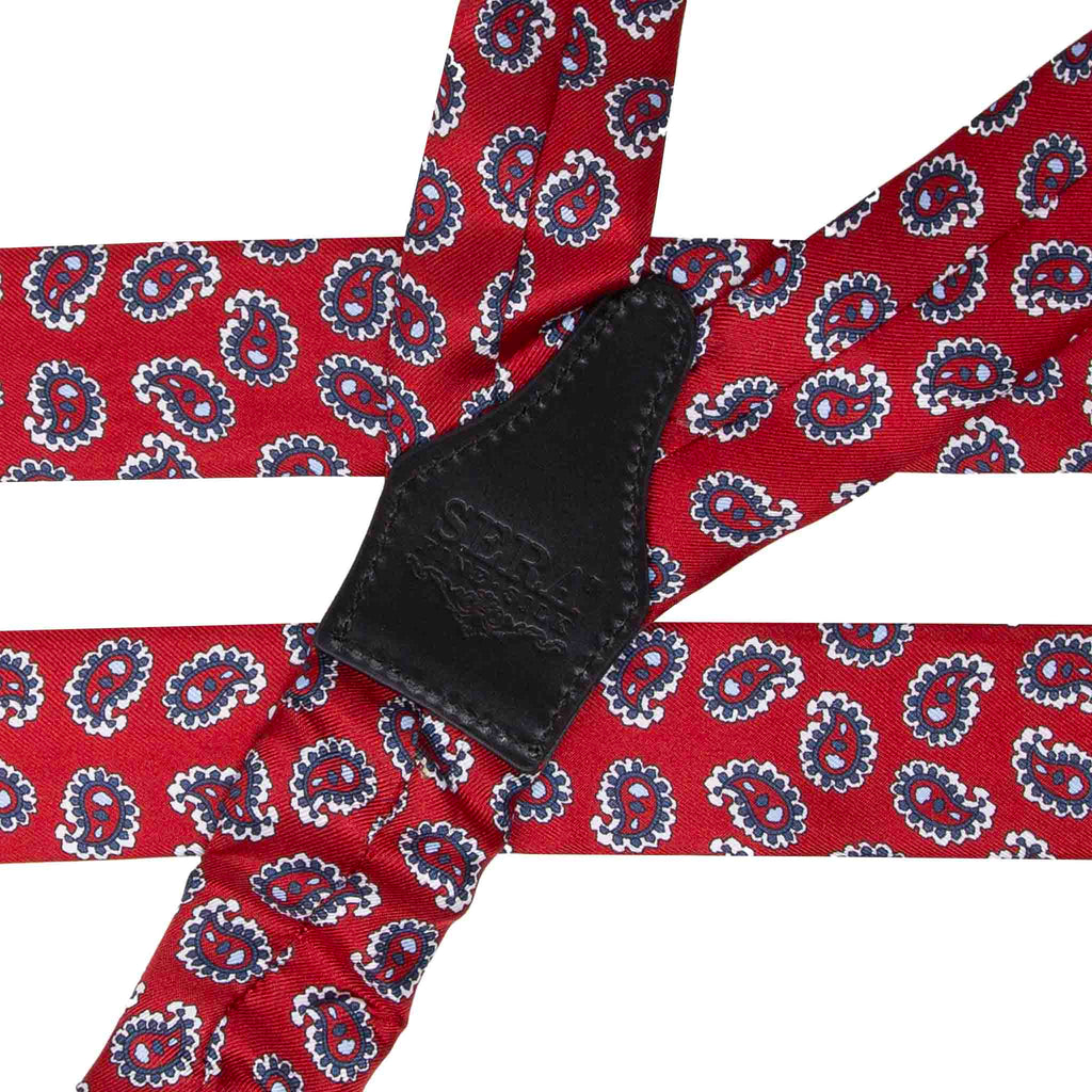 Red Paisley Silk Suspenders Serà Fine Silk