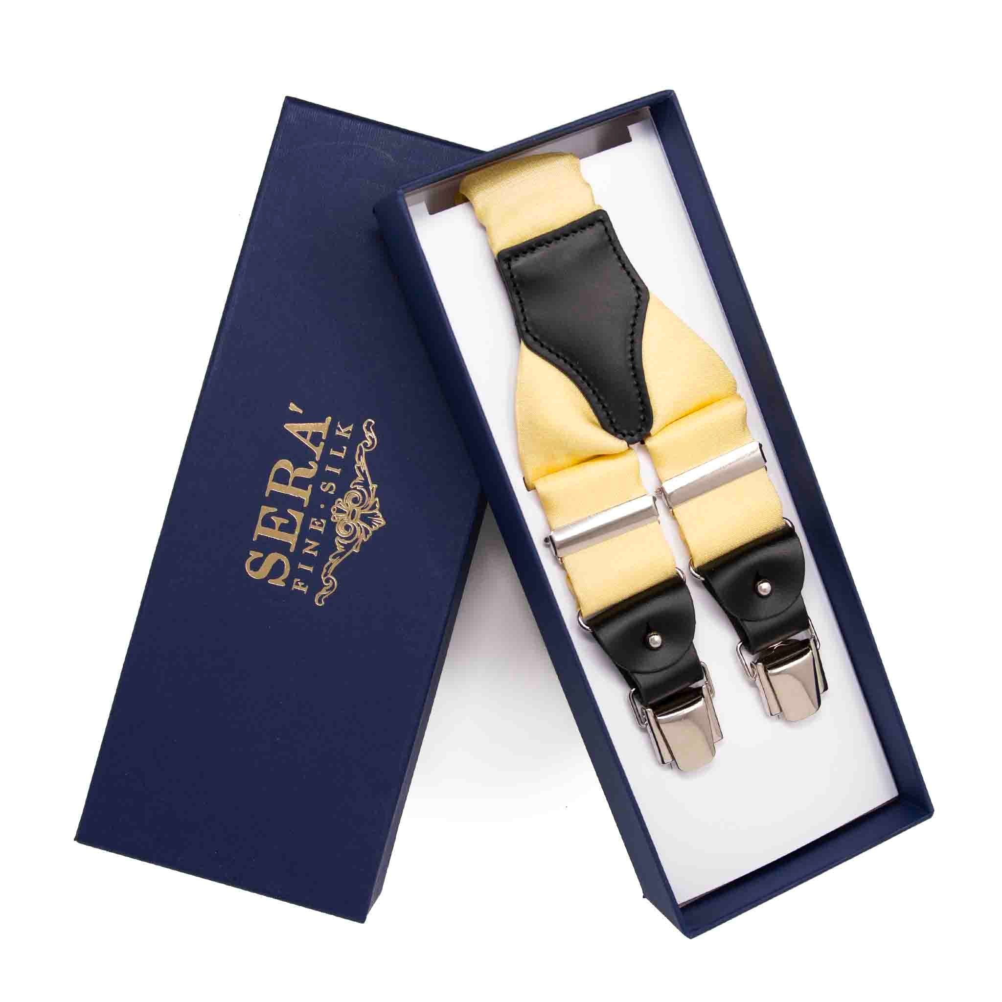 Yellow Shantung Silk Suspenders