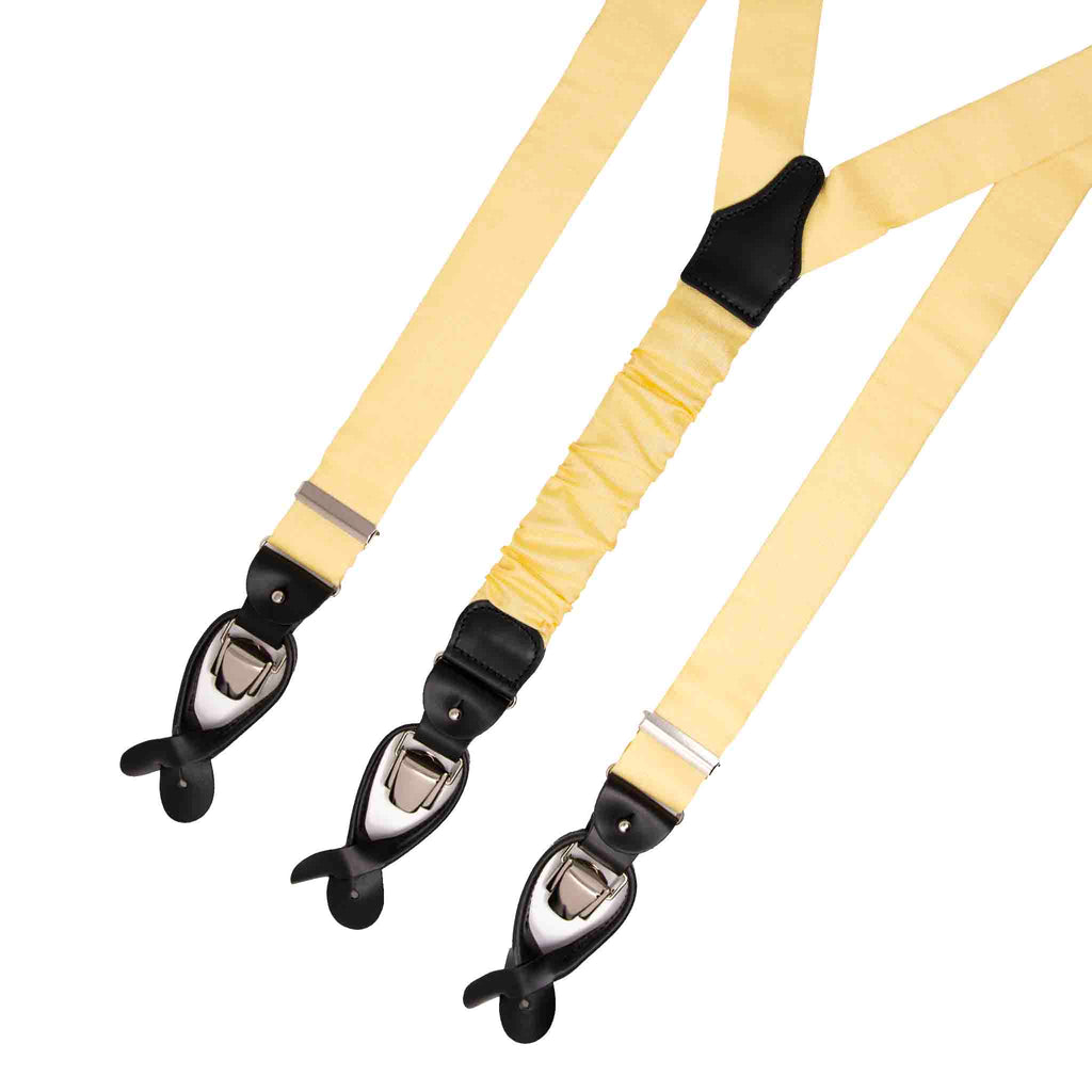 Yellow Shantung Silk Suspenders Serà Fine Silk