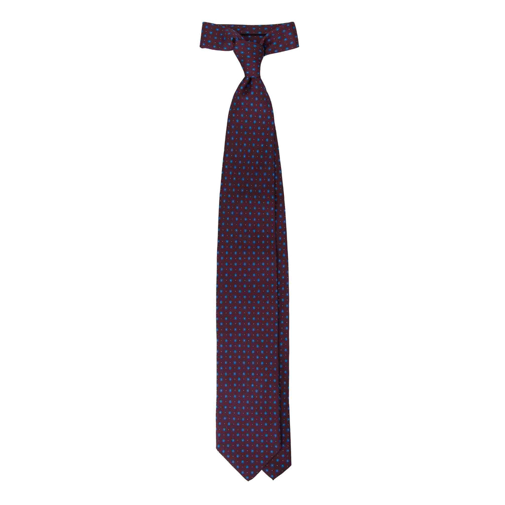 Mahogany Silk Tie with Small Blue Circles Serà Fine Silk