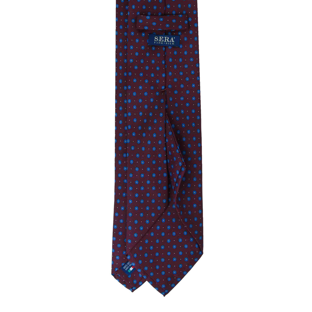 Mahogany Silk Tie with Small Blue Circles Serà Fine Silk