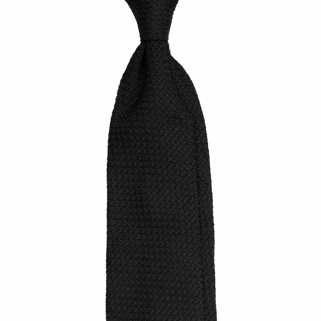Black Garza Grossa Grenadine Silk Tie Serà Fine Silk