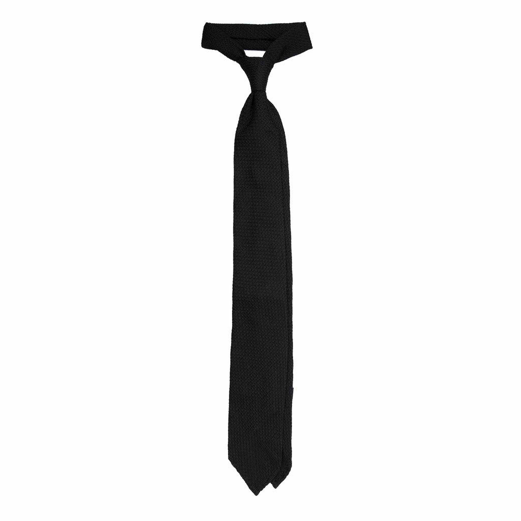 Black Garza Grossa Grenadine Silk Tie Serà Fine Silk