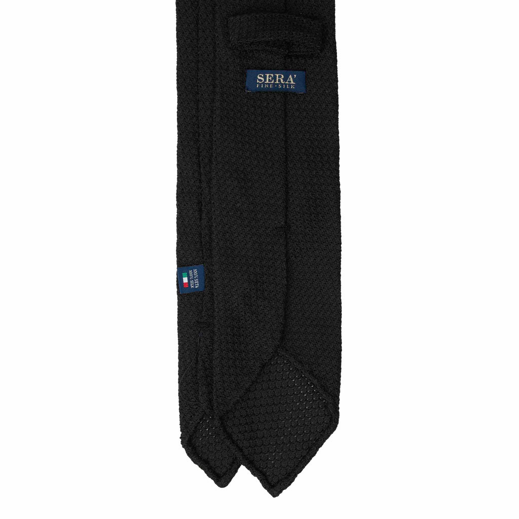 Black Garza Grossa Grenadine Silk Tie Serà Fine Silk