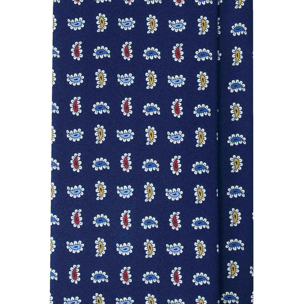 Blue Silk Tie with Colorful Paisley Pattern Serà Fine Silk