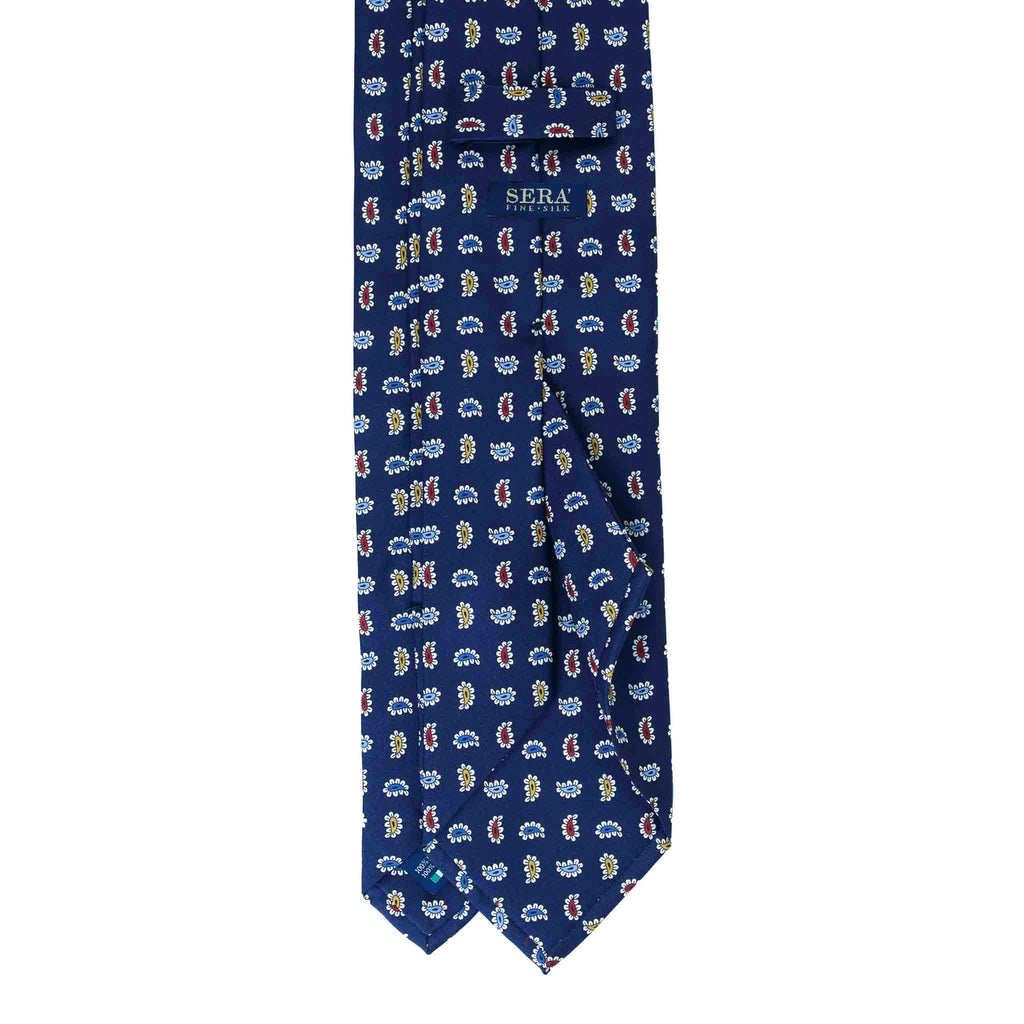 Blue Silk Tie with Colorful Paisley Pattern Serà Fine Silk