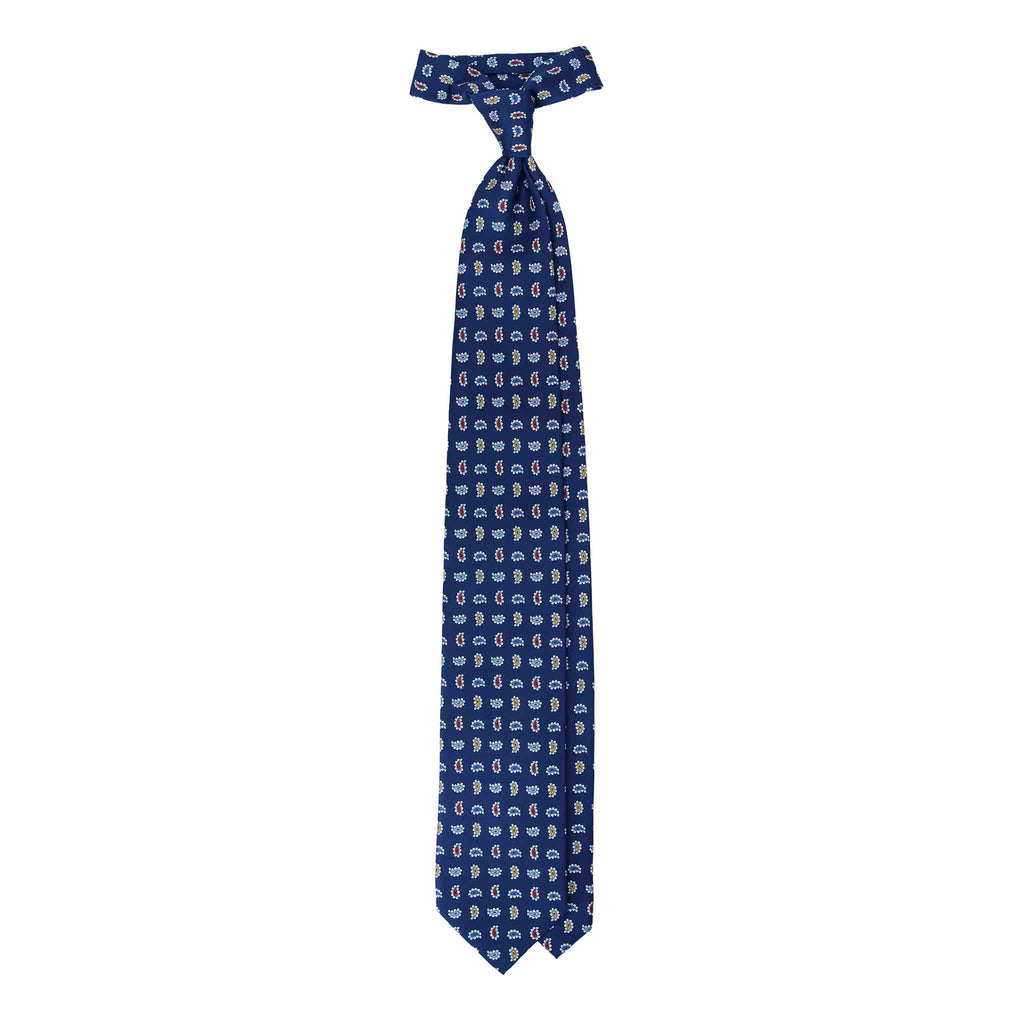 Blue Silk Tie with Colorful Paisley Pattern Serà Fine Silk