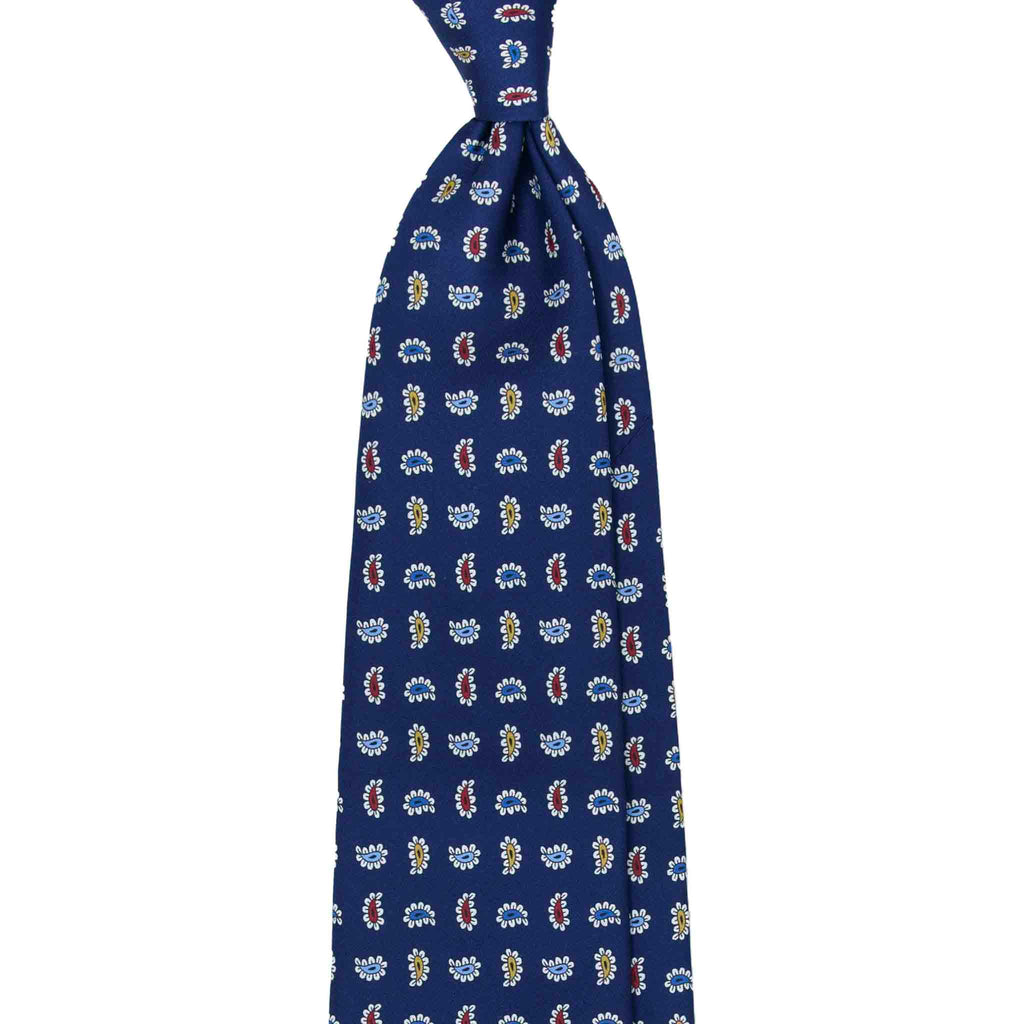 Blue Silk Tie with Colorful Paisley Pattern Serà Fine Silk
