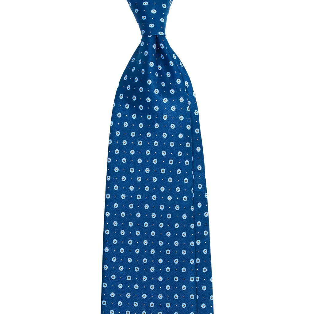Blue Silk Tie with Small Light Blue Circles Serà Fine Silk