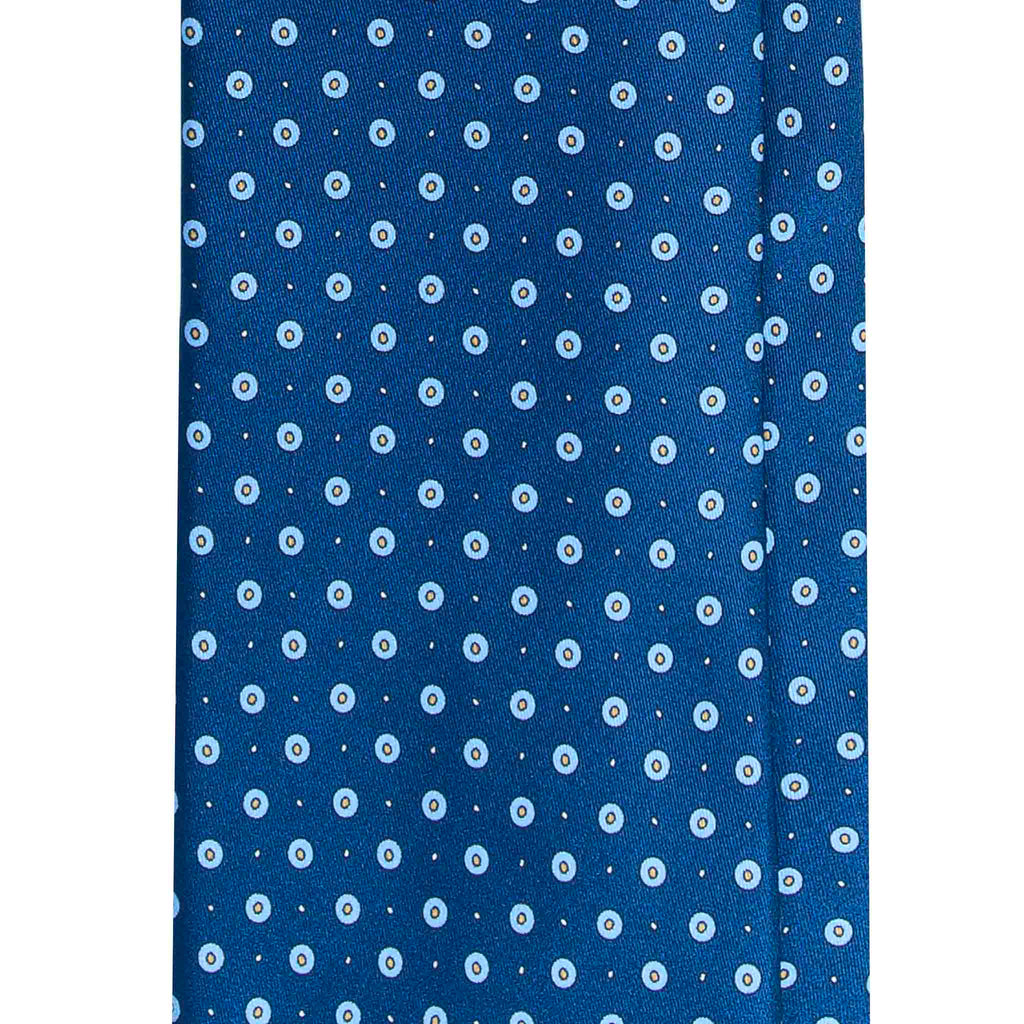 Blue Silk Tie with Small Light Blue Circles Serà Fine Silk