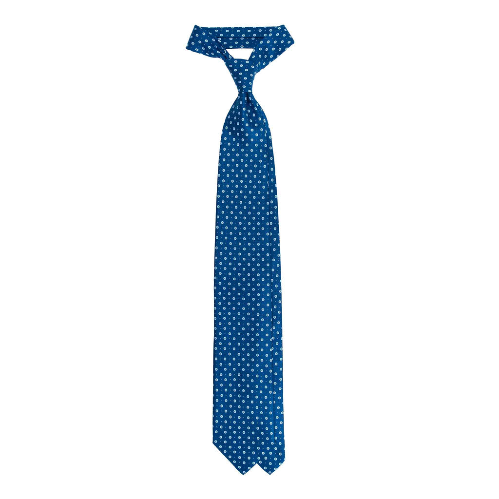 Blue Silk Tie with Small Light Blue Circles Serà Fine Silk