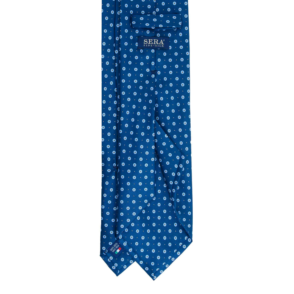 Blue Silk Tie with Small Light Blue Circles Serà Fine Silk