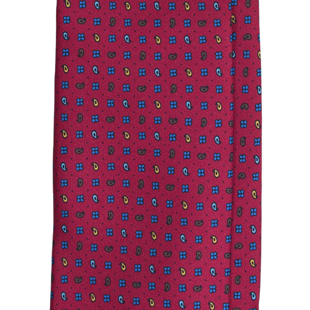 Burgundy Silk Tie with Small Paisley Serà Fine Silk