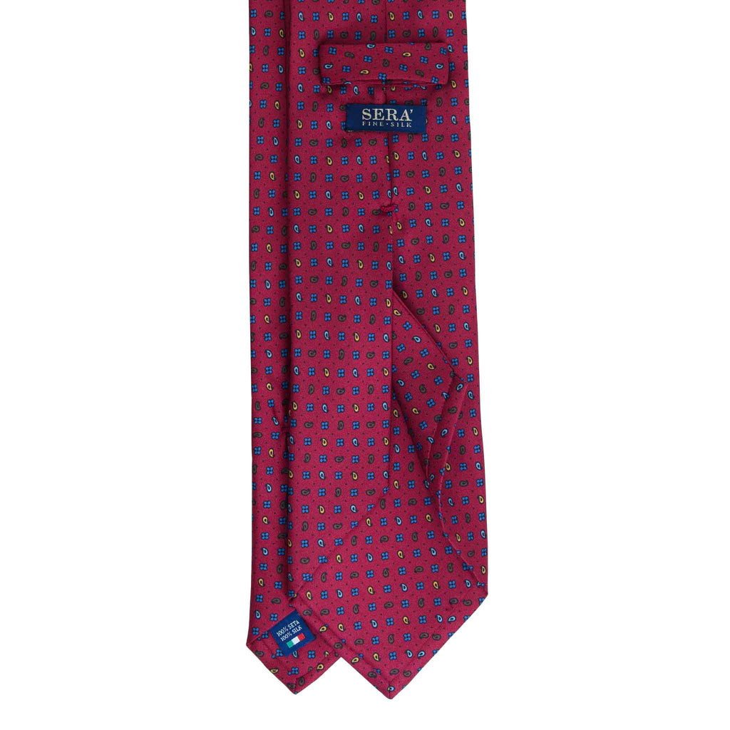 Burgundy Silk Tie with Small Paisley Serà Fine Silk