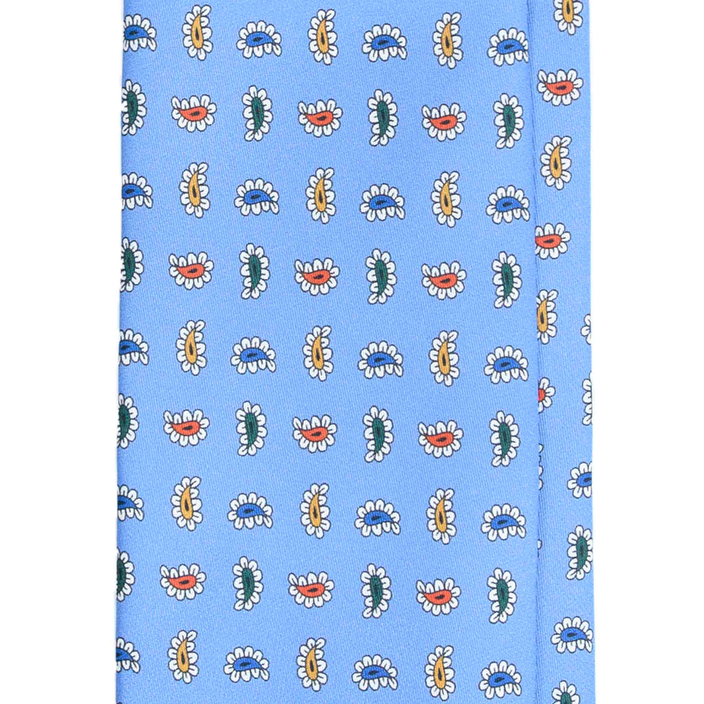 Light Blue Silk Tie with Colorful Paisley Pattern Serà Fine Silk