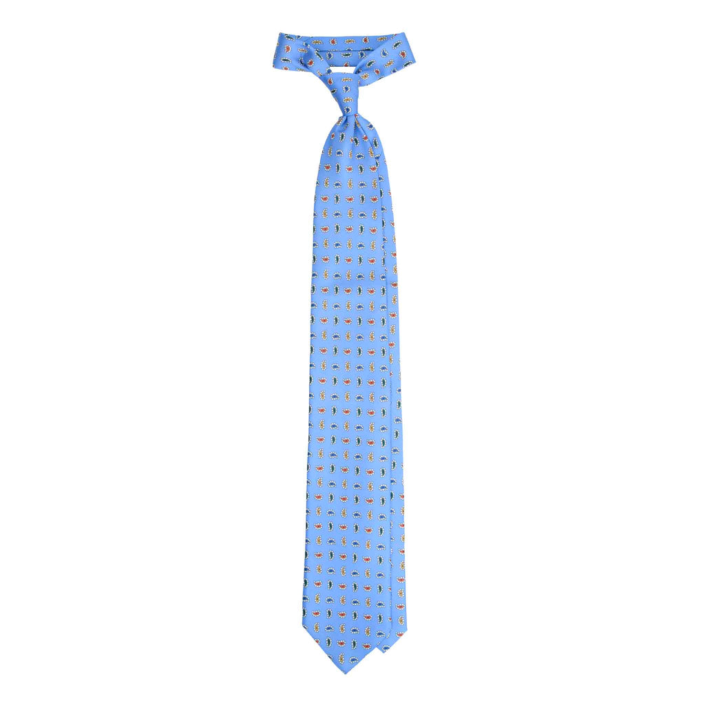 Light Blue Silk Tie with Colorful Paisley Pattern Serà Fine Silk