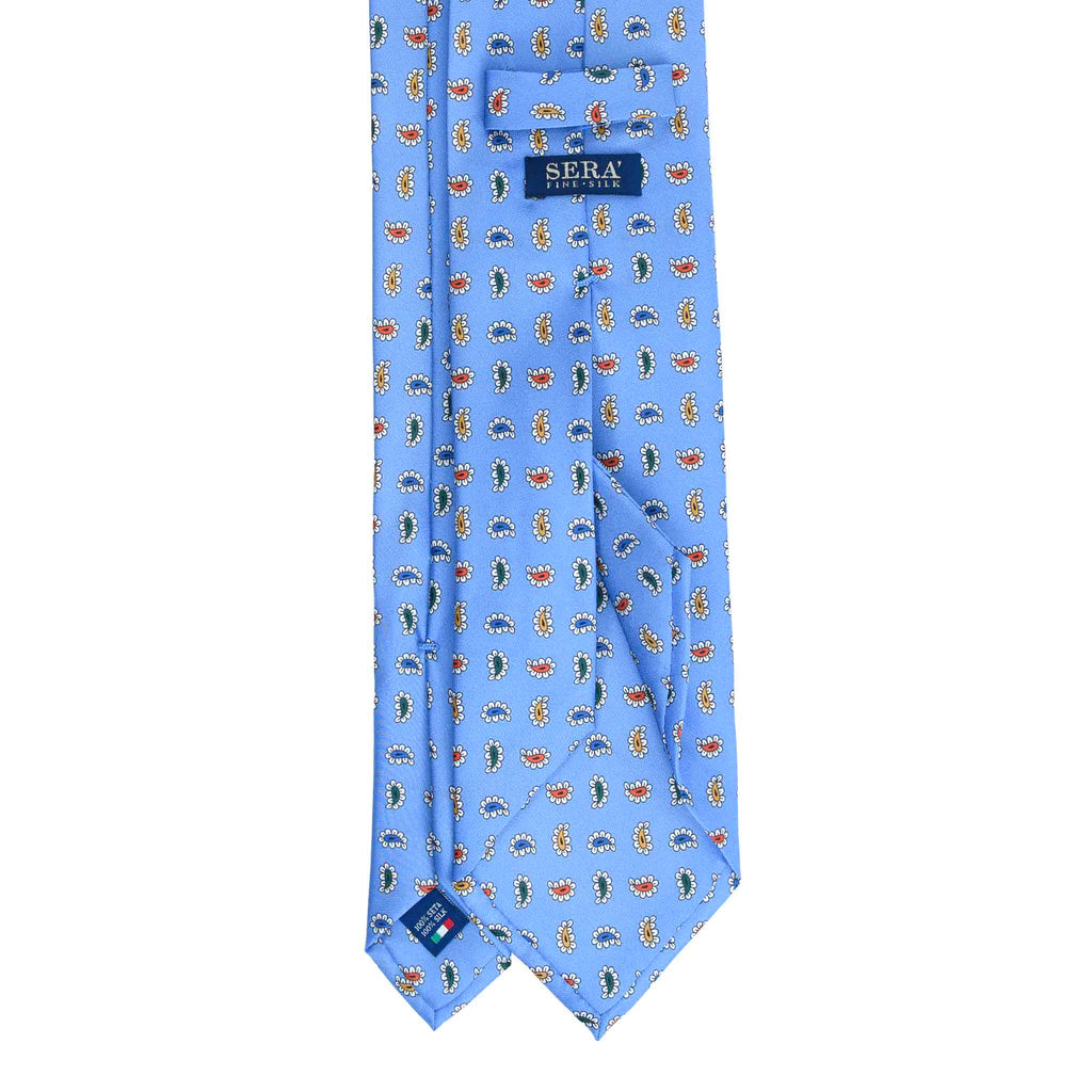 Light Blue Silk Tie with Colorful Paisley Pattern Serà Fine Silk