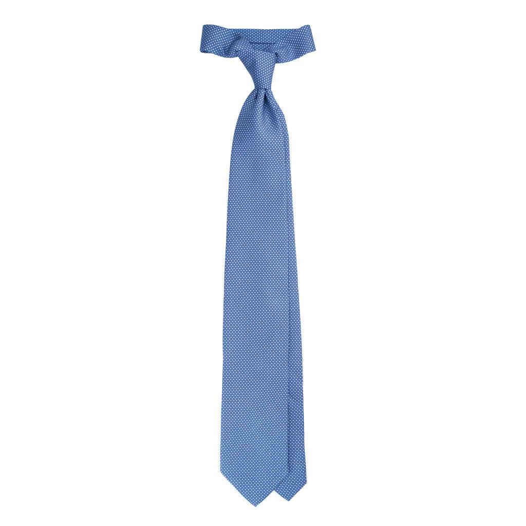 Light Blue Silk Tie with Geometric Micropattern Serà Fine Silk