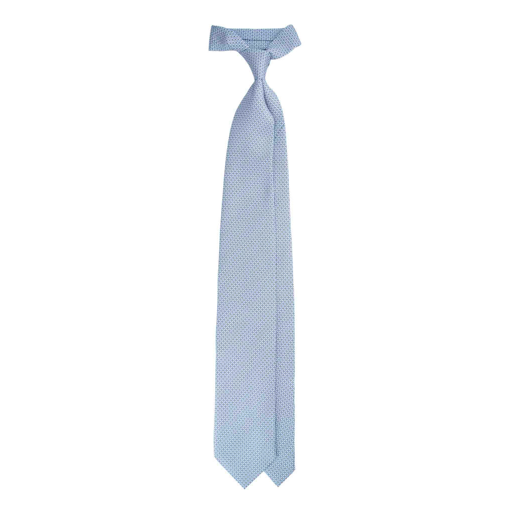Light Blue Silk Tie with White Small Circles Serà Fine Silk