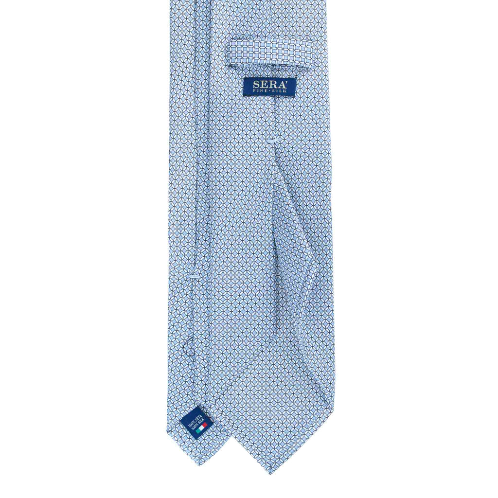 Light Blue Silk Tie with White Small Circles Serà Fine Silk