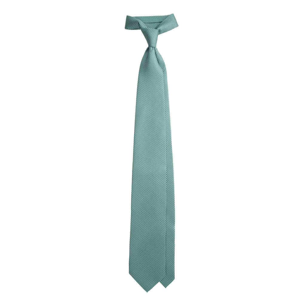 Light Green Silk Tie with Geometric Micropattern Serà Fine Silk