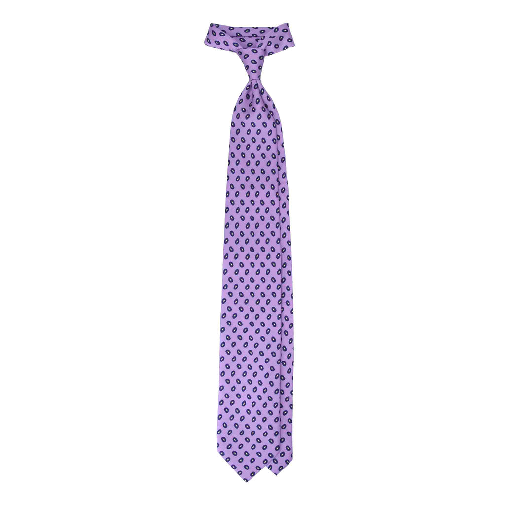 Lilac Silk Tie with Small Yellow Paisley Serà Fine Silk