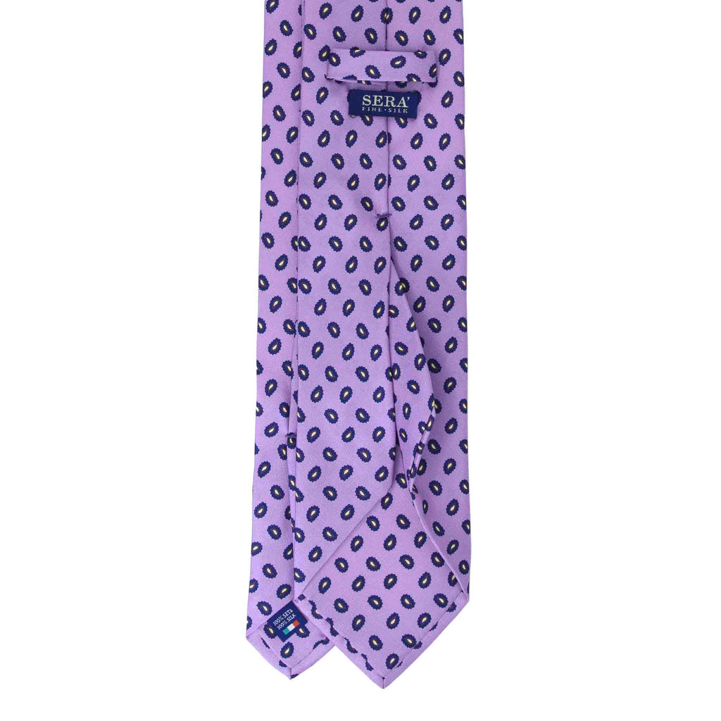 Lilac Silk Tie with Small Yellow Paisley Serà Fine Silk
