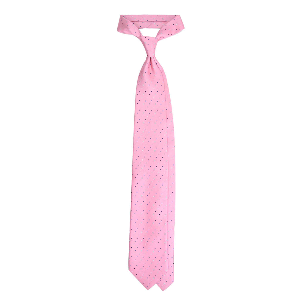Pink Silk Tie with Micro Floral and Dot Pattern Serà Fine Silk