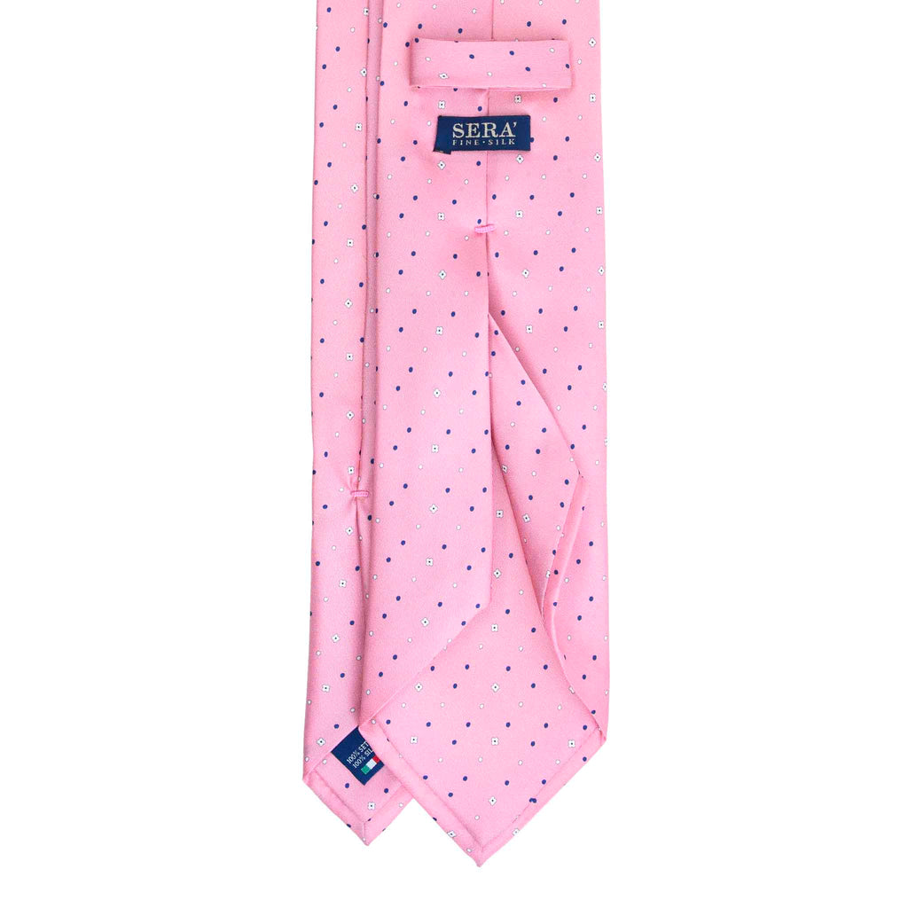 Pink Silk Tie with Micro Floral and Dot Pattern Serà Fine Silk