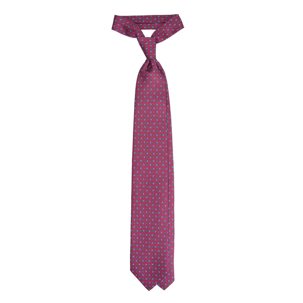 Burgundy Silk Tie with Blue and Green Paisley Serà Fine Silk