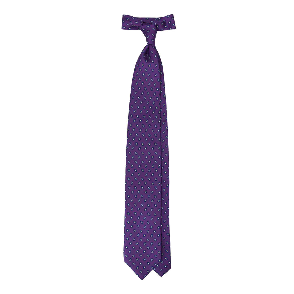 Purple Silk Tie with Small Yellow Paisley Serà Fine Silk
