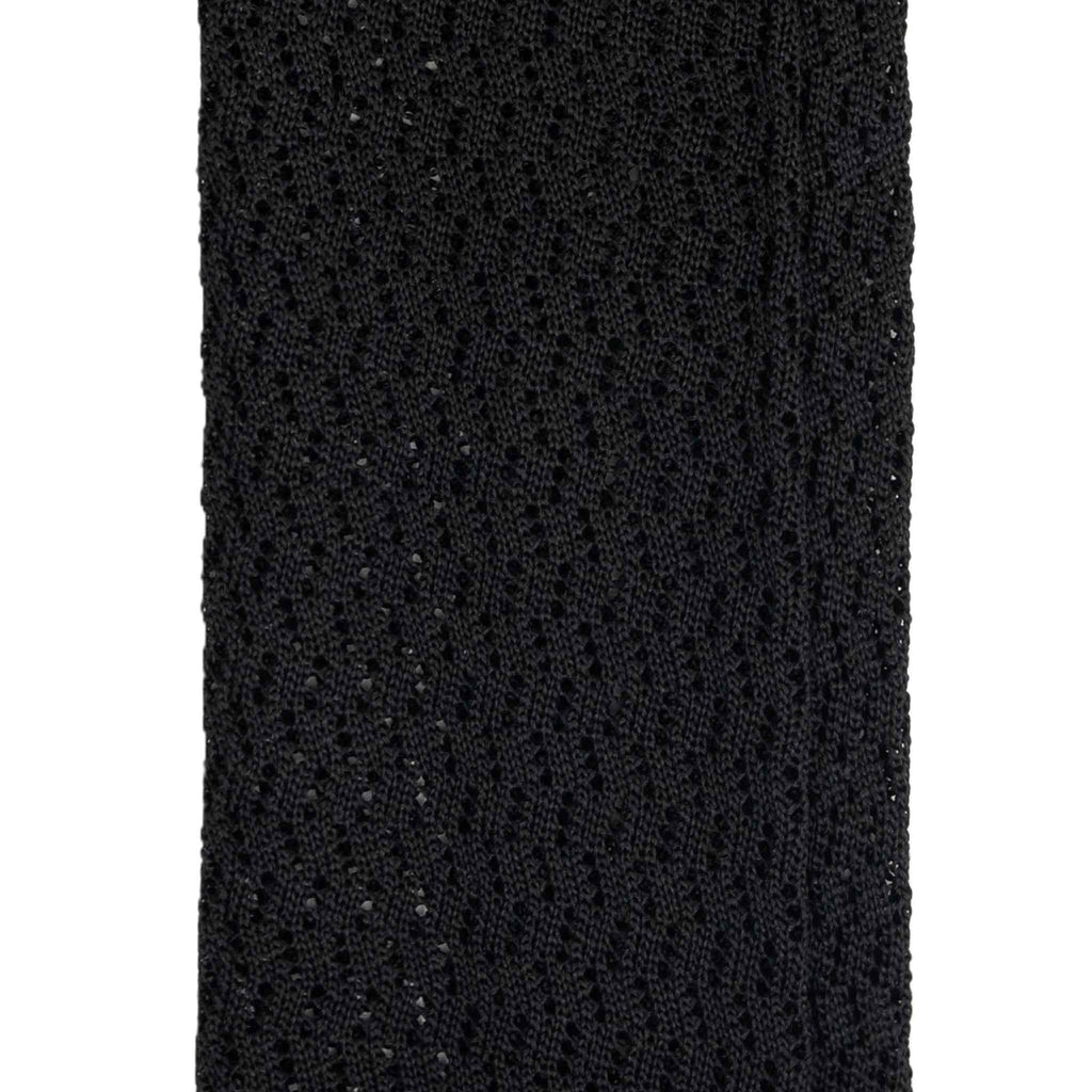 Black Zig Zag V Point Knitted Silk Tie Serà Fine Silk