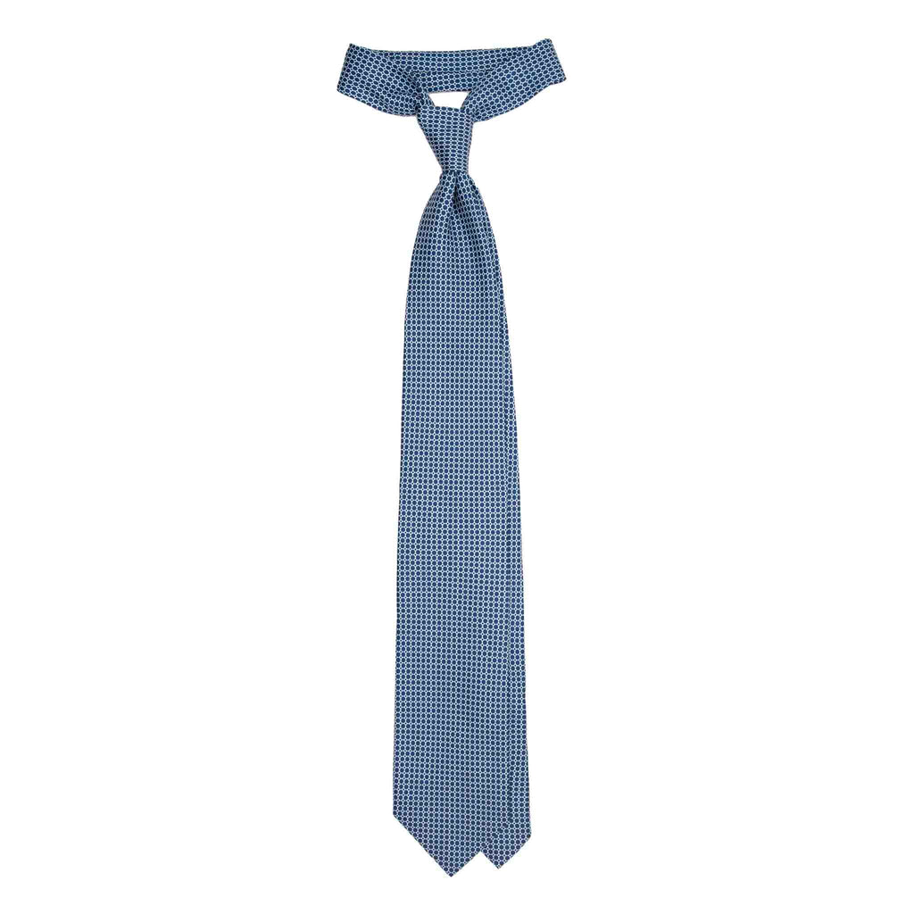 Blue Silk Tie with White Small Circles  Serà Fine Silk