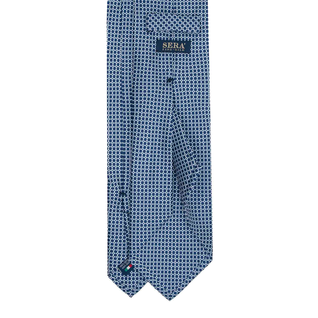 Blue Silk Tie with White Small Circles  Serà Fine Silk