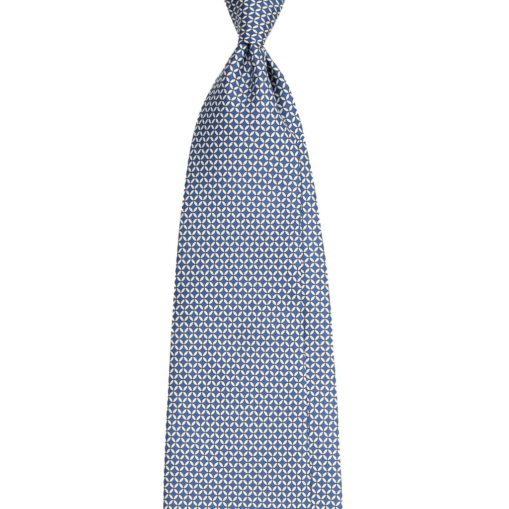 Blue Silk Tie with White Small Squares Serà Fine Silk