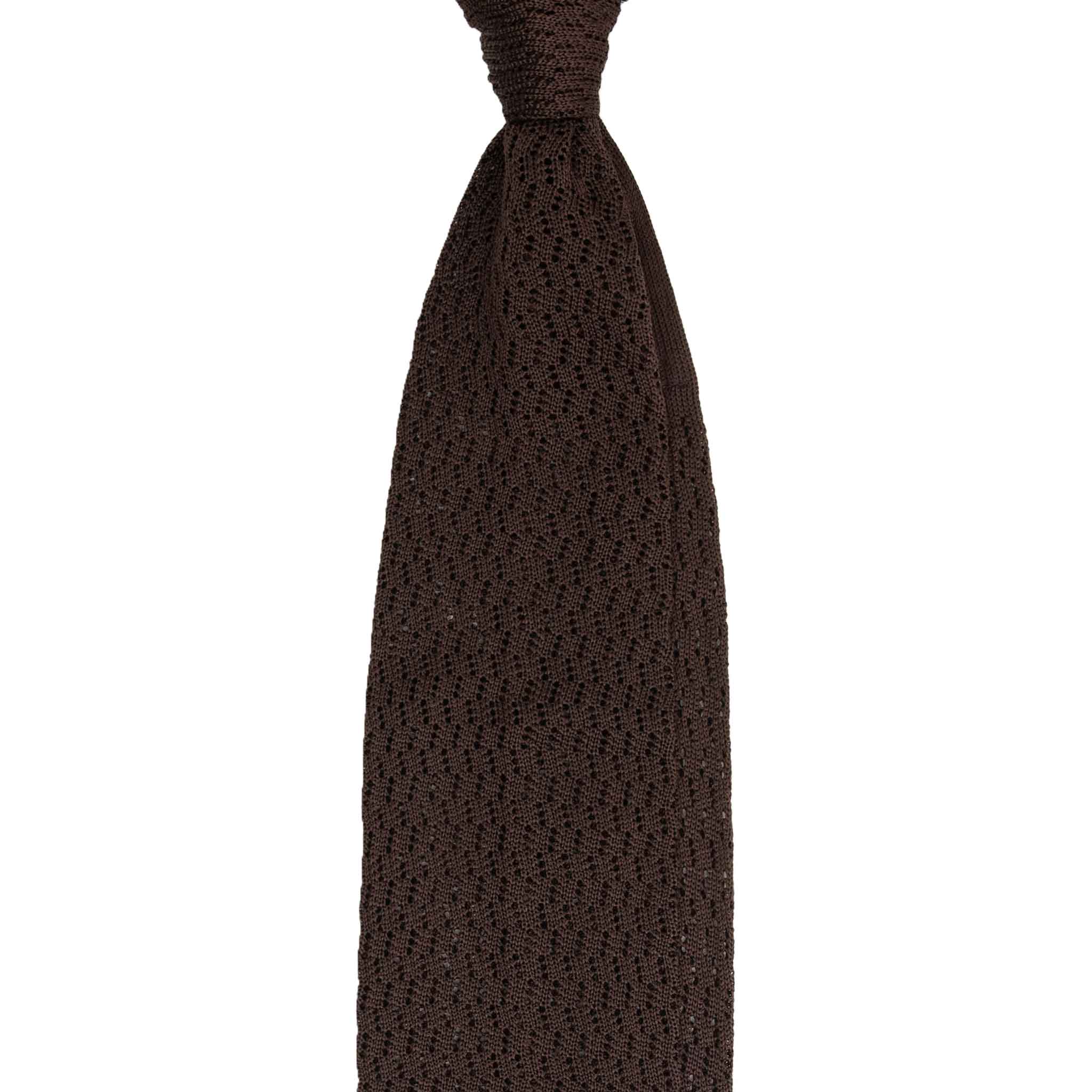 Dark Knitted Tie Zig Zag V Point