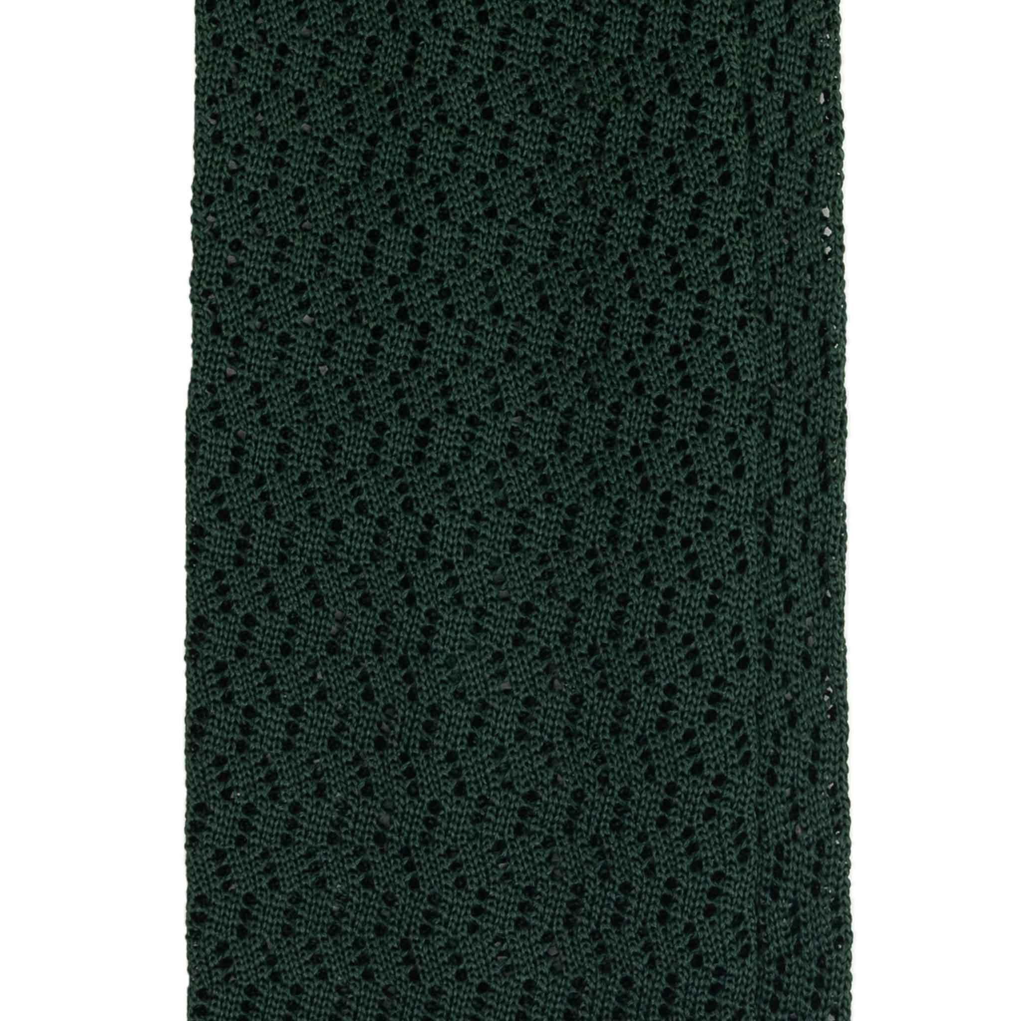 Forest Green Zig Zag V Point Knitted Silk Tie | Serà Fine Silk