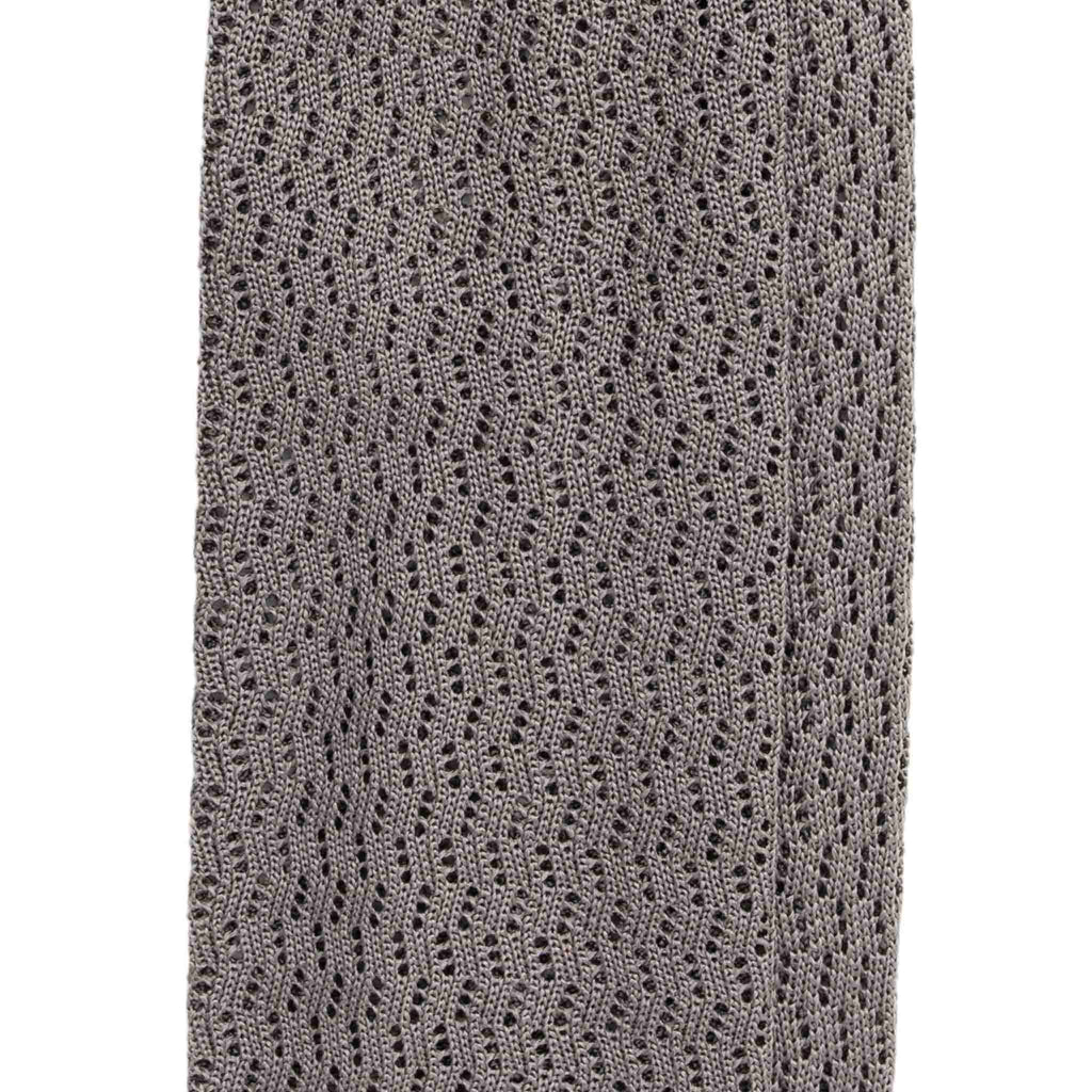 Grey Zig Zag V Point Knitted Silk Tie Será Fine Silk