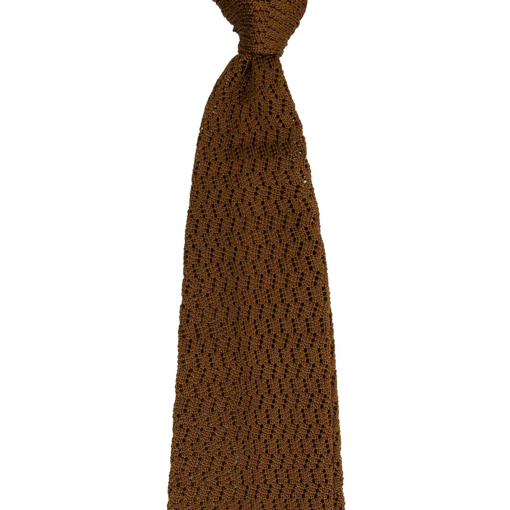 Havana Zig Zag V Point Knitted Silk Tie Serà Fine Silk
