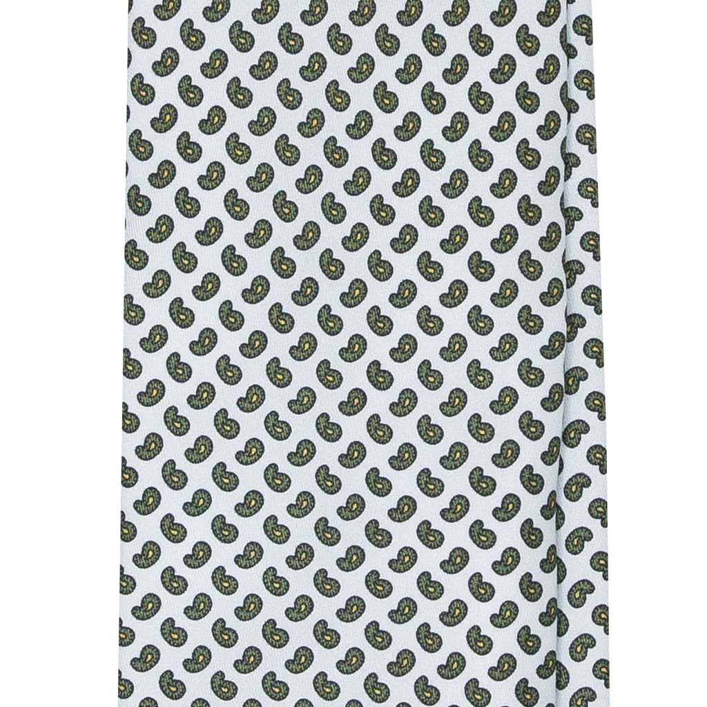 Light Blue Silk Tie with Small Paisley  Serà Fine Silk