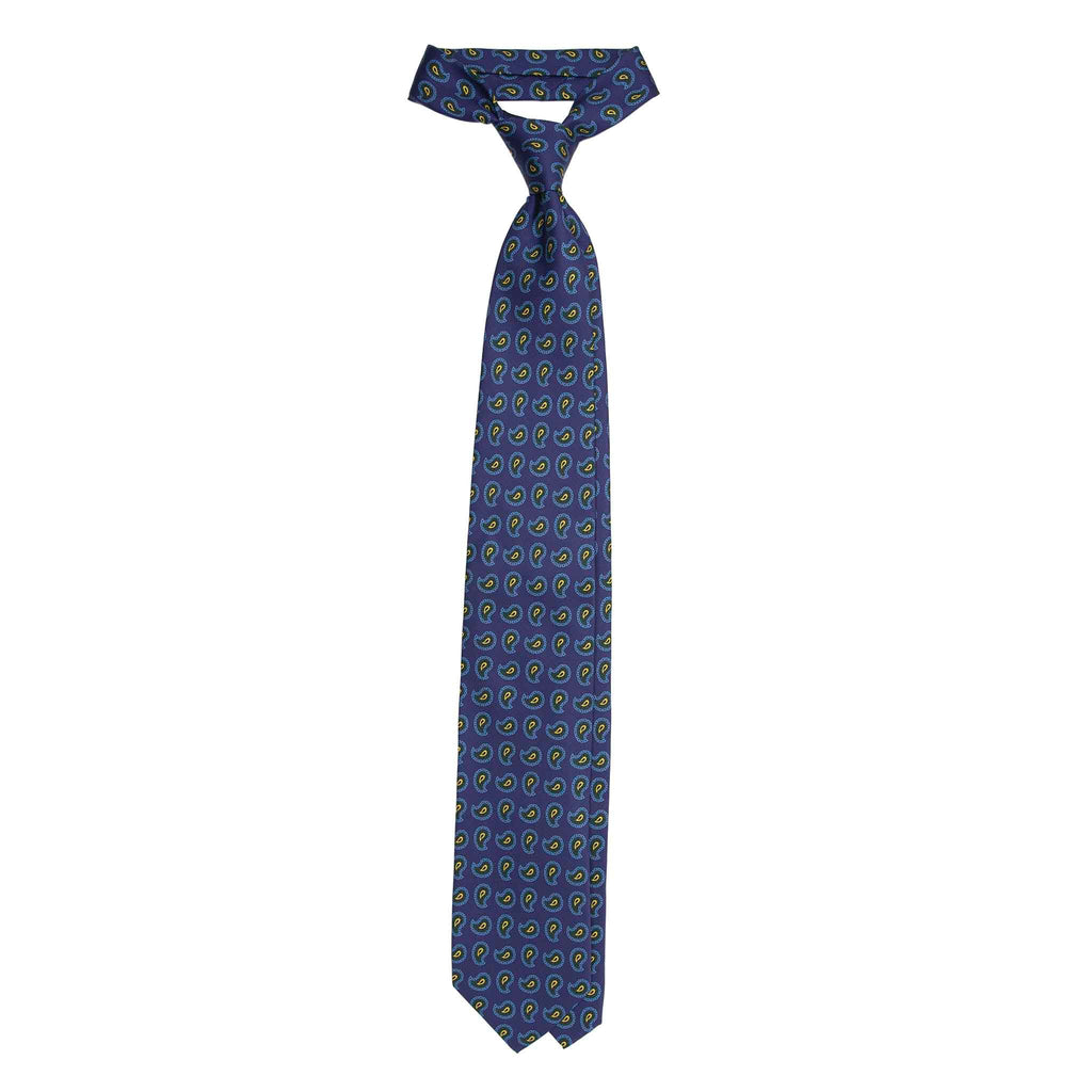Purple Silk Tie with Green and Yellow Paisley Serà Fine Silk