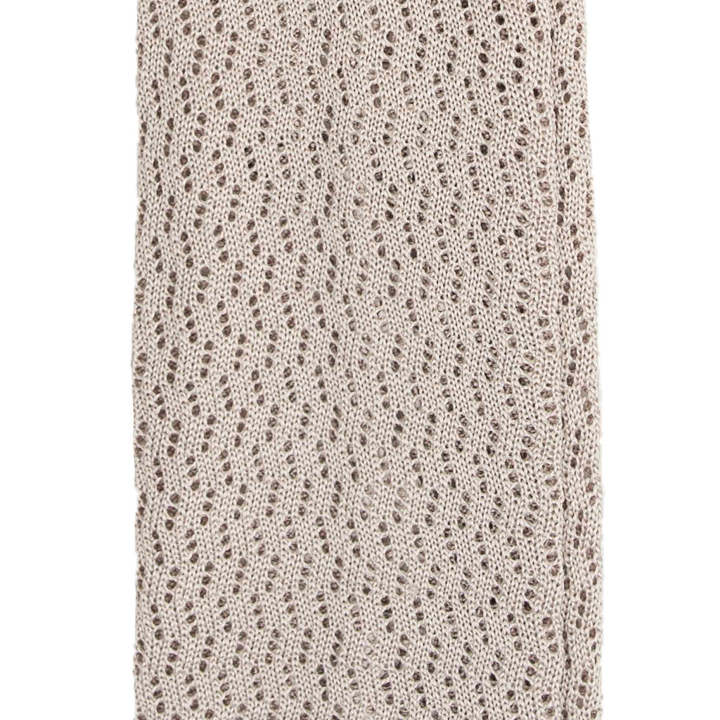 Sand Zig Zag V Point Knitted Silk Tie Serà Fine Silk