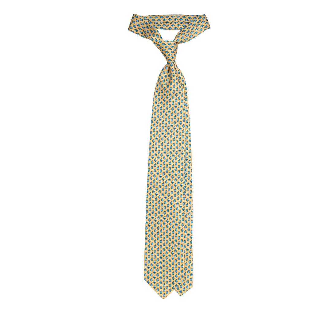 Yellow Silk Tie & Acacia Flowers Pocket Square Set Serà Fine Silk