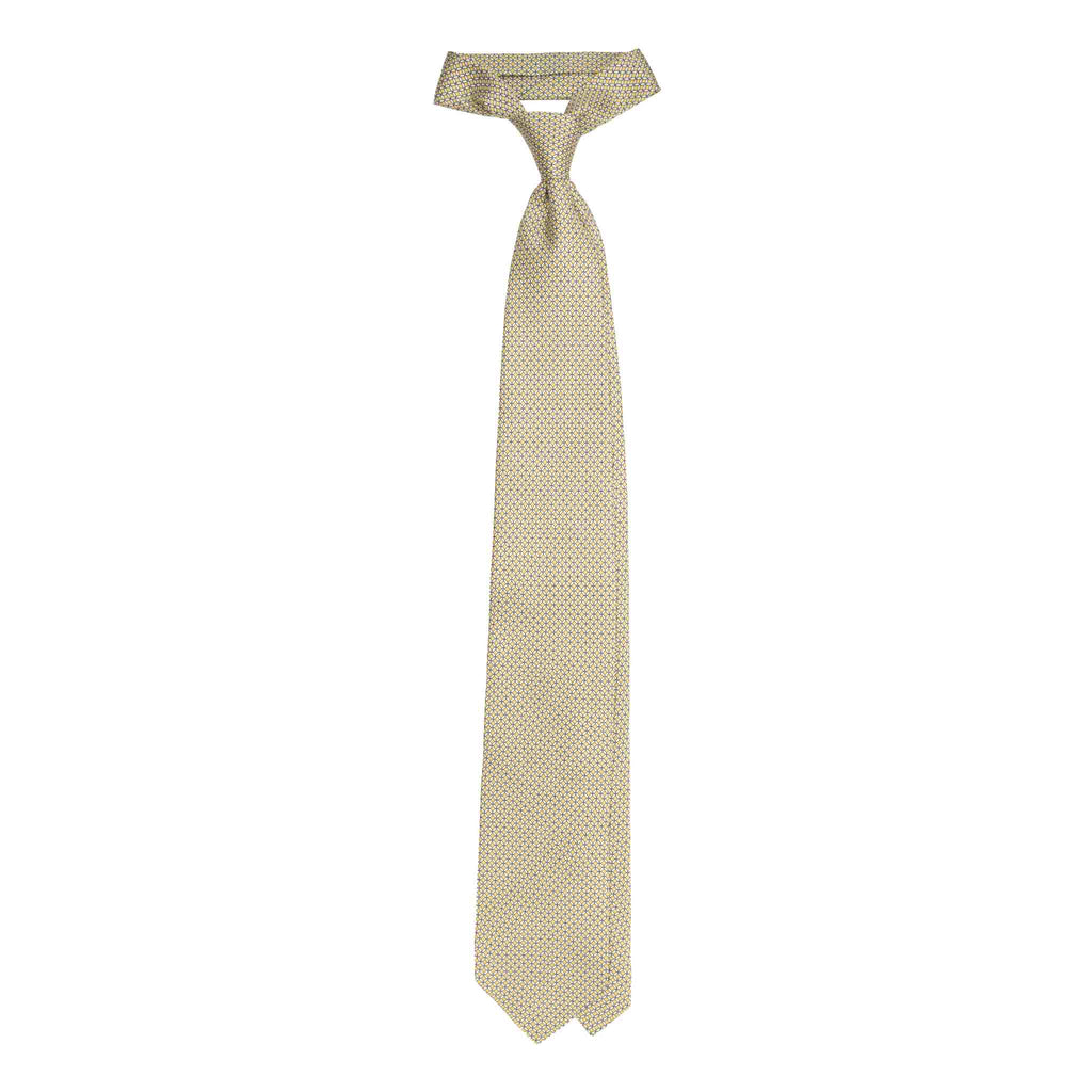 Yellow Silk Tie with White Small Squares Serà Fine Silk